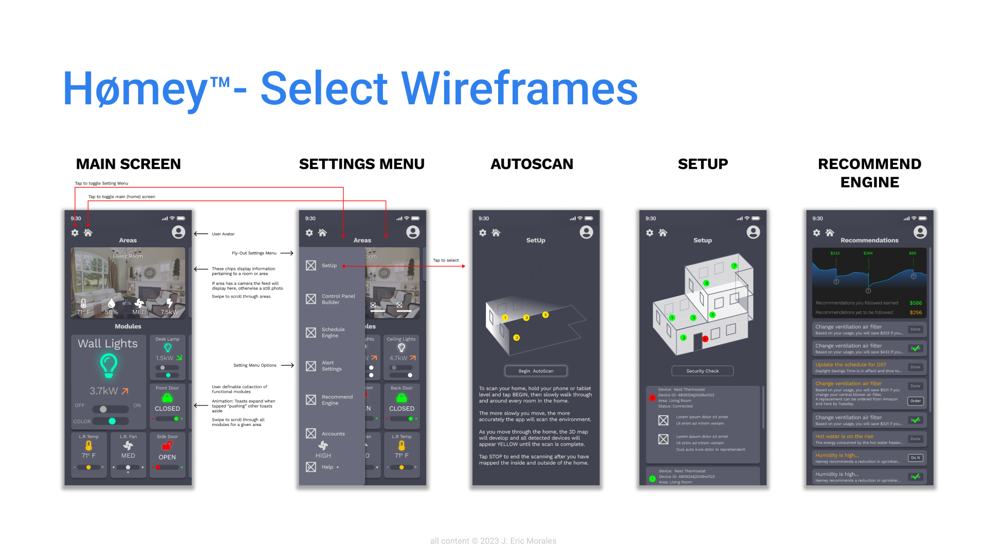 Hømey smarthome wireframes